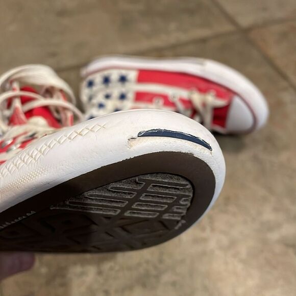 Converse American Flag Red High-Top Sneaker Shoes Juniors Size 2 - Picture 8 of 12